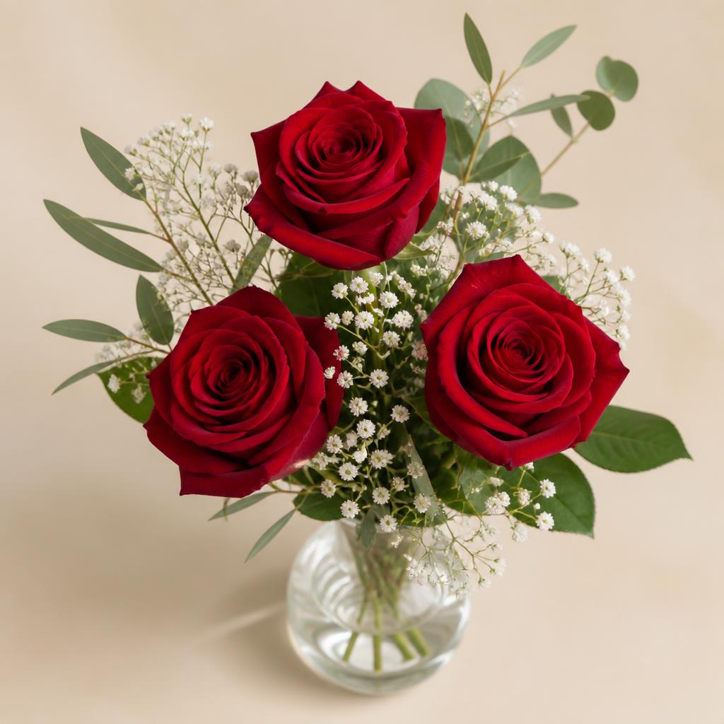 Three Rose Bud Vase