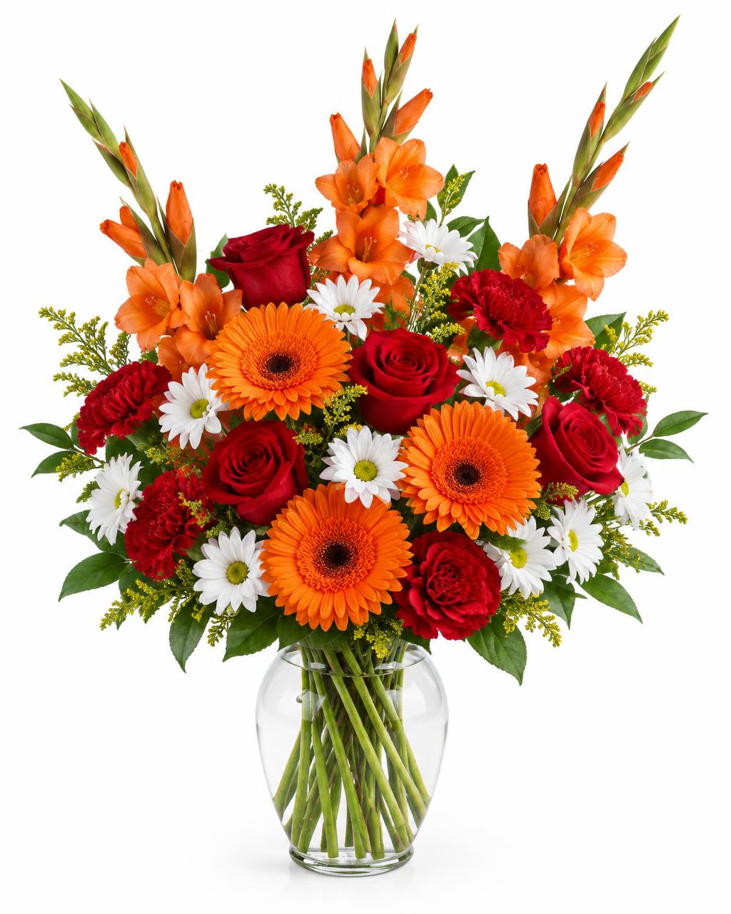 Red & Orange Florist's Choice — hand-arranged florist flowers for delivery in Dalton, GA