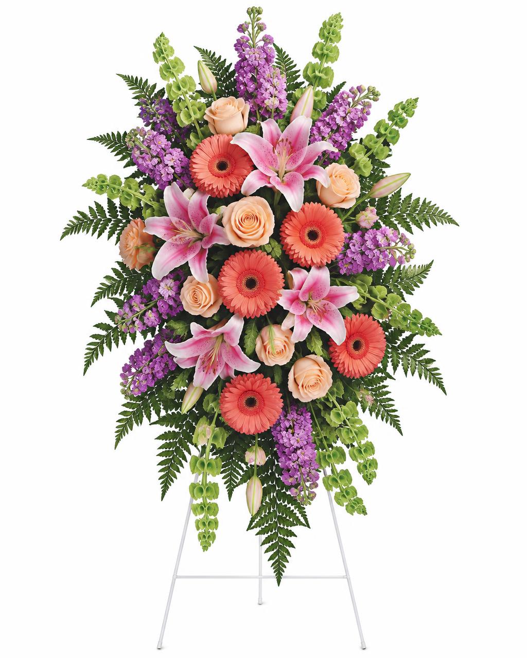 Heavenly Grace Standing Spray — hand-arranged sympathy funeral flowers for delivery in Dalton, GA