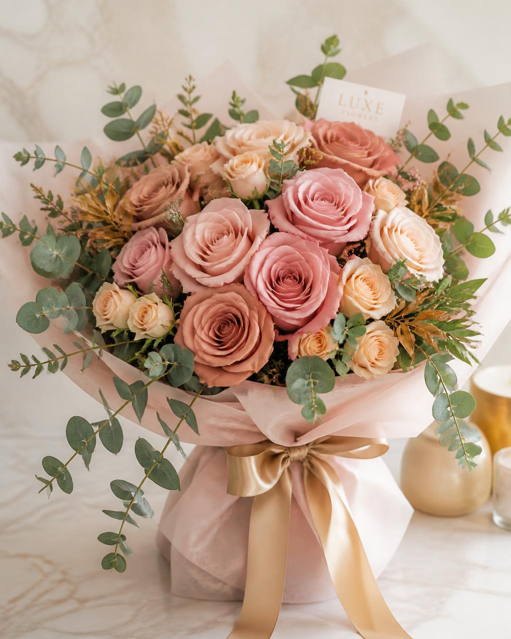 Rose Gold Luxury — hand-arranged soft flowers for delivery in Dalton, GA