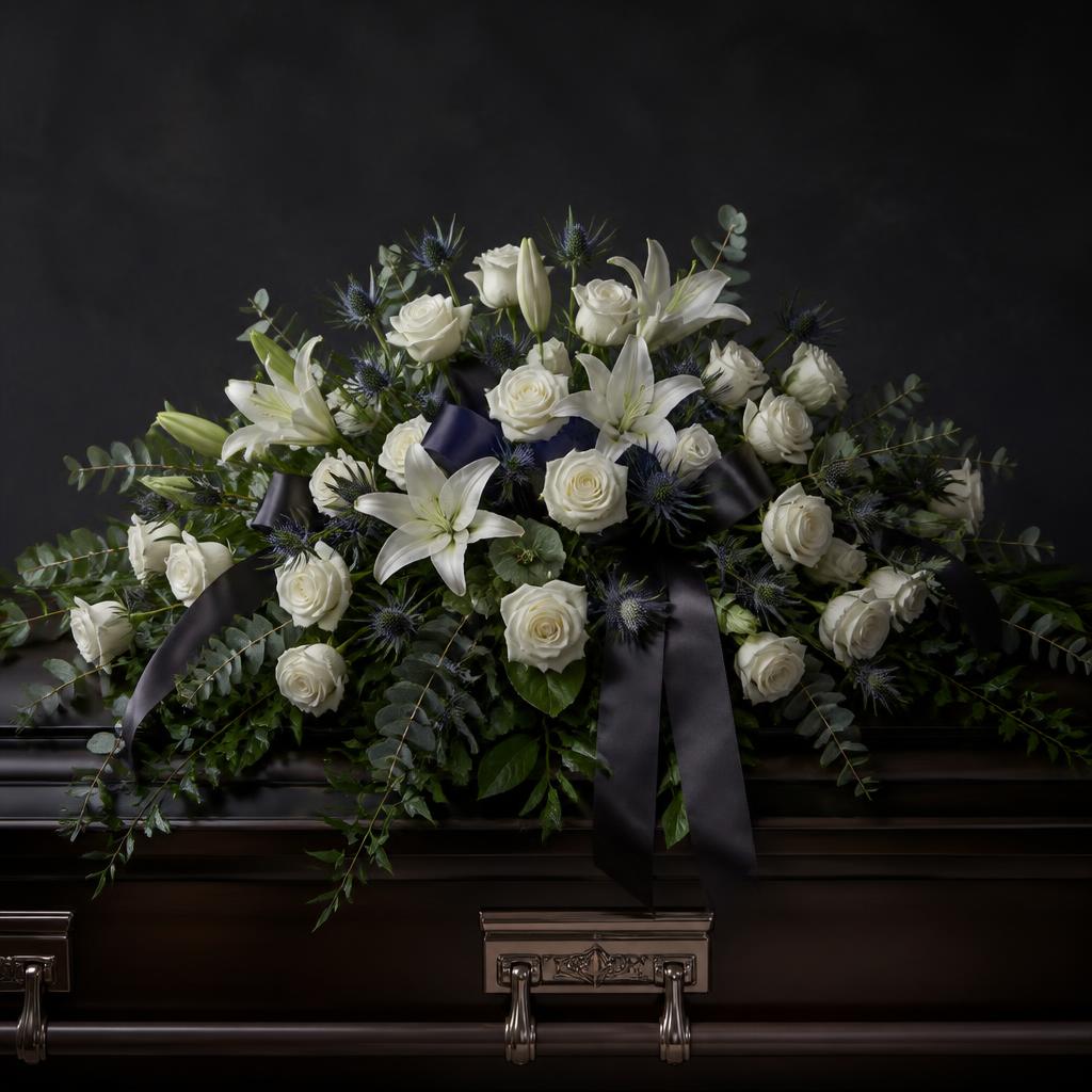 Classic Gentleman Casket Cover — hand-arranged sympathy funeral flowers for delivery in Dalton, GA
