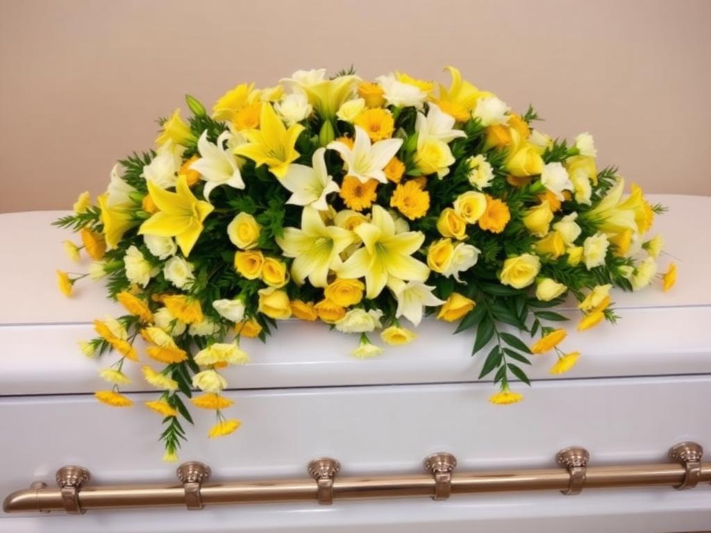 Golden Light Casket Spray