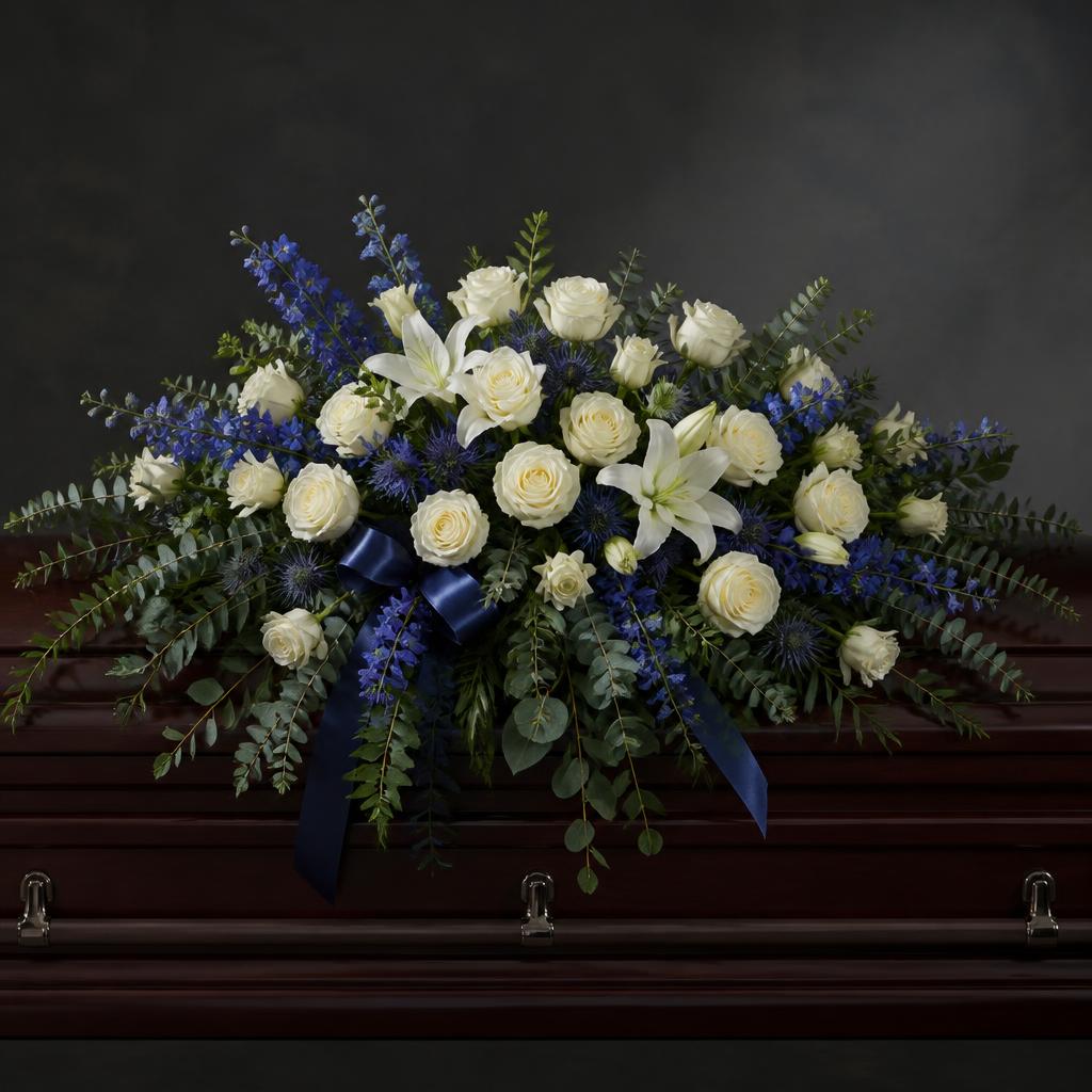 Honor Guard Casket Cover — hand-arranged sympathy funeral flowers for delivery in Dalton, GA