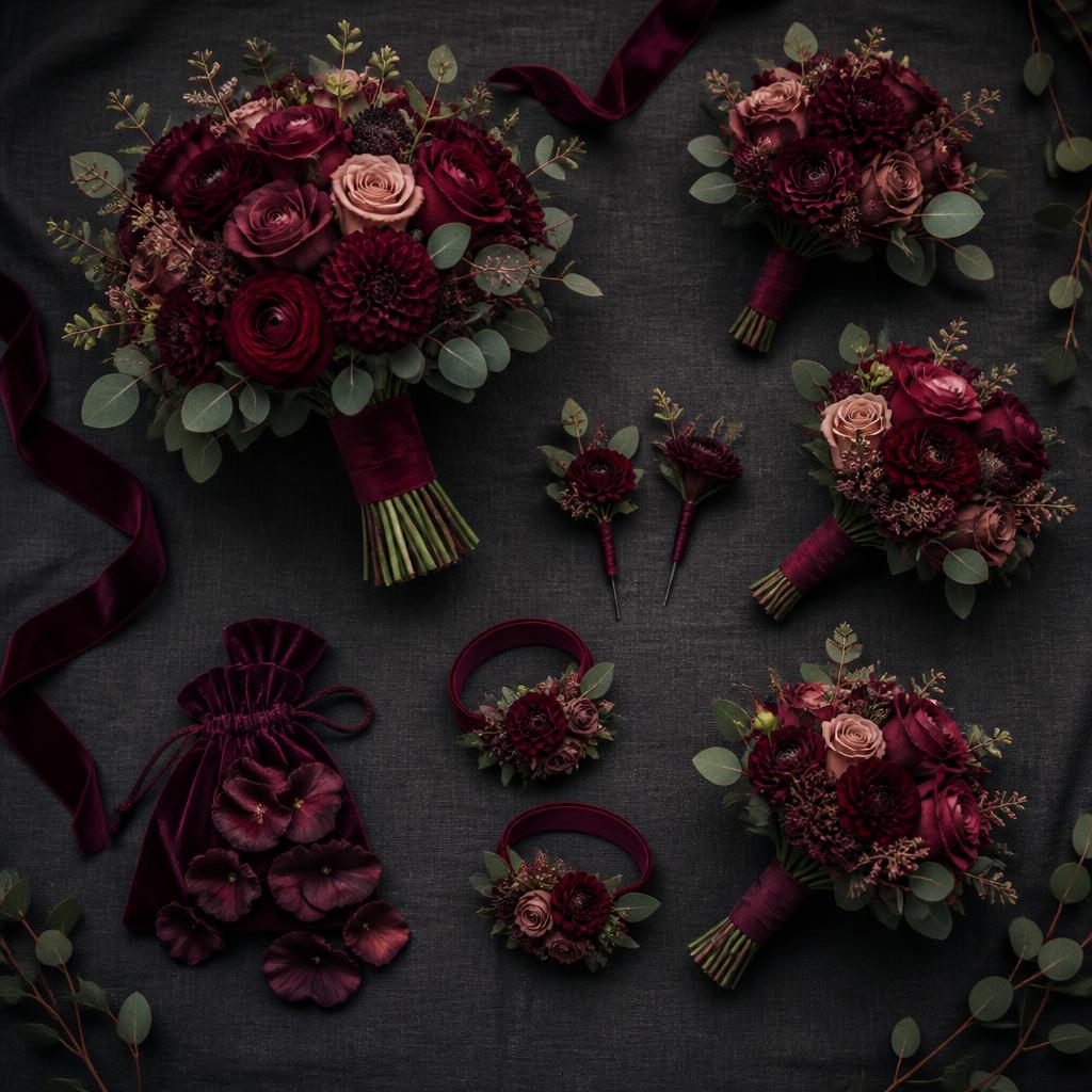 Burgundy Romance Package — hand-arranged wedding flowers for delivery in Dalton, GA
