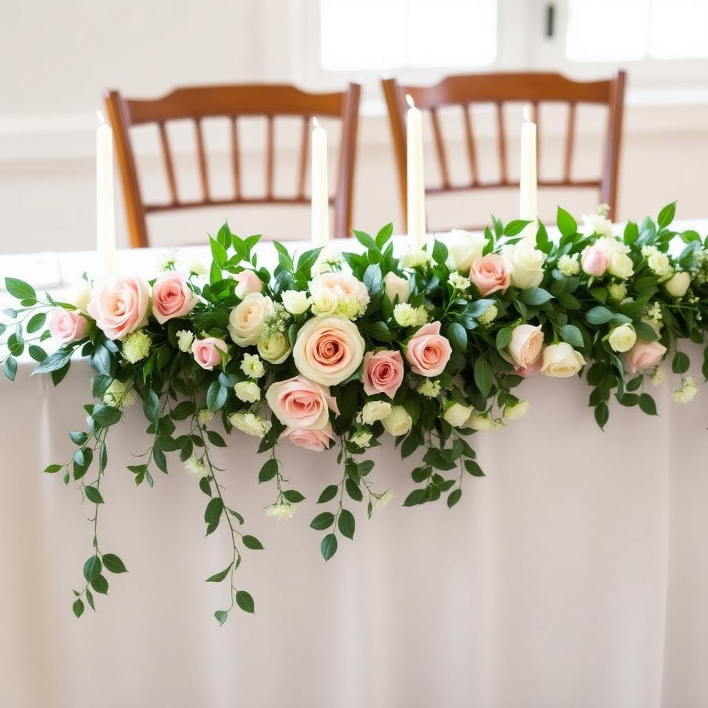 Sweetheart Table Garland — hand-arranged wedding flowers for delivery in Dalton, GA