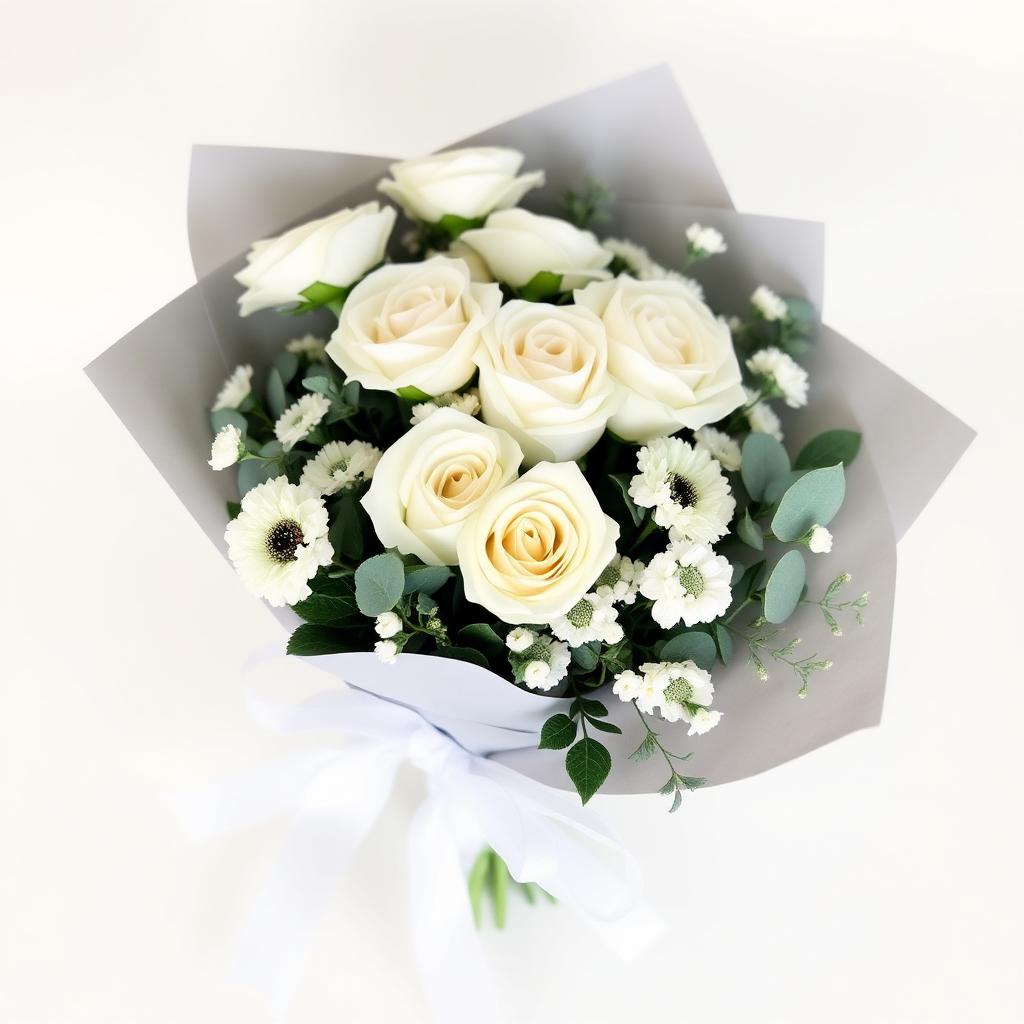 Simply White Wrapped Bouquet — hand-arranged modern flowers for delivery in Dalton, GA
